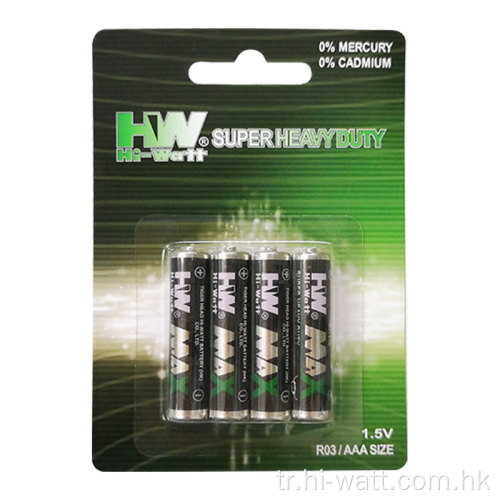 Süper Ağır Hizmet AAA Pil R03 Metal Kılıf